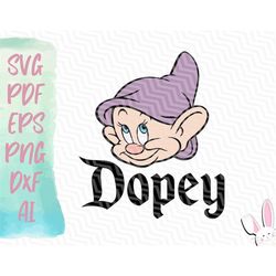 Seven Dwarfs - Dopey SVG | Instant Download | Svg Pdf Eps Png Dxf Ai | 7 Dwarfs Design | Grumpy Happy Doc Dopey Bashful