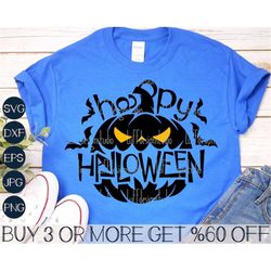 Scary Pumpkin SVG, Happy Halloween SVG, Jack O Lantern SVG, Boys Halloween Svg, Spooky Png Files for Cricut, Sublimation