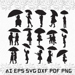 Kids With Umbrella svg, kids svg, umbrella svg, rain, baby, SVG, ai, pdf, eps, svg, dxf, png