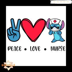 peace love nurse svg hi hand heart stitch wear face mask nurse hat svg