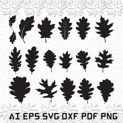Oak Leaves svg, Leavess svg, Oak svg, Leaf, Tree, SVG, ai, pdf, eps, svg, dxf, png