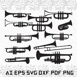 Trumpet svg, Trumpets svg, Trump svg, music, band, SVG, ai, pdf, eps, svg, dxf, png
