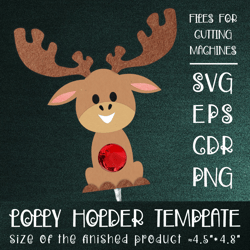 Moose | Christmas Lollipop Holder | Paper Craft Template SVG