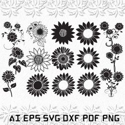 Sun Flower svg, Sun Flowers svg, Sun svg, Flowers, Flower, SVG, ai, pdf, eps, svg, dxf, png