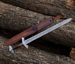 Custom HAND Forged Damascus Steel Viking Sword, Battle Ready Sword, COSPLAY Fantasy Swords, Wedding Gift for Husband