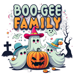 Cute Halloween ghost family Mom, Dad, Boy, Girl