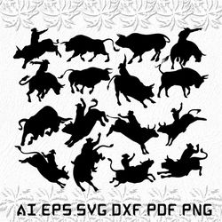 Bull rider svg, Bull svg, rider svg, Bulls, Riders, SVG, ai, pdf, eps, svg, dxf, png