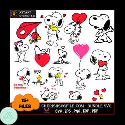 Valentine Snoopy With Love Bundle Svg, 15 Files Snoopy With Love Svg