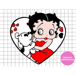 Betty Boop Svg Layered Item, BettyBoop Clipart, Cricut, Digital Vector Cut File , Svg, Png, Dxf, Eps Files