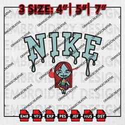 Nike Sally Skellington Embroidery files, Nightmare Before Christmas Embroidery, Halloween Machine Embroidery Designs