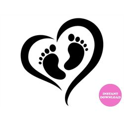 Baby Feet Heart Svg Layered Item, Newborn Foot Cricut, Silhouette, Clipart, Vector Cut File, New Baby Svg, Png, Dxf, Eps