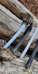 War Carbon Steel Samurai Sword Black (Small Katana Single Piece)