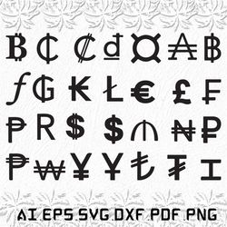 Currency Symbols svg, Currency Symbol svg, Currency svg, Country, Symbols, SVG, ai, pdf, eps, svg, dxf, png