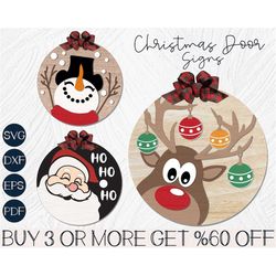 Christmas Door Sign SVG, Christmas Ornament SVG, Snowman SVG, Reindeer Svg, Glowforge Svg, Files For Cricut, Sublimation