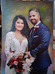 Custom Oil portrait on stretched canvas, Portrait From Photo,  Oil Portrait handmade, Family Portrait