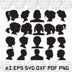 Head svg, Custom svg, Funny svg, Cut, Black, SVG, ai, pdf, eps, svg, dxf, png