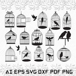 Birds In Cages svg, Bird Cages svg, Bird svg, Birds, Cage, SVG, ai, pdf, eps, svg, dxf, png