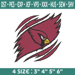 Arizona Cardinals Ripped Claw Embroidery, Arizona Cardinals Embroidery, Cardinals Ripped Claw Embroidered