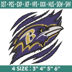 Baltimore Ravens Ripped Claw Embroidery, Baltimore Ravens Embroidery, Ravens Ripped Claw Embroidered, Ravens Embroidery