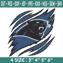 Carolina Panthers Ripped Claw Embroidery, Carolina Panthers Embroidery, Panthers Ripped Claw Embroidered, Panthers