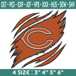 chicago bears ripped claw embroidery, chicago bears embroidery, bears ripped claw embroidered, bears embroidery