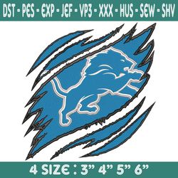 Detroit Lions Ripped Claw Embroidery, Detroit Lions Embroidery, Lions Ripped Claw Embroidered, Lions Embroidery