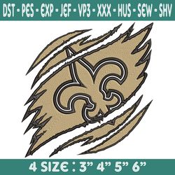 New Orleans Saints Ripped Claw Embroidery, New Orleans Saints Embroidery, Saints Ripped Claw Embroidered, Saints Embroi