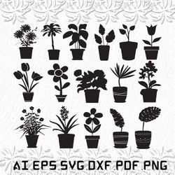 Flower In Pot svg, Flower svg, Pot svg, Green, Nature, SVG, ai, pdf, eps, svg, dxf, png