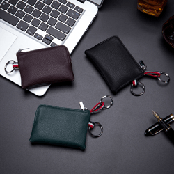 Men's Coin Purse European And American Leather Mini Wallet Soft Leather Zip Coin Driving License Key Case Card Holder