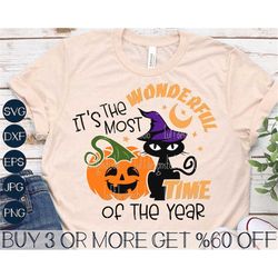 Funny Halloween SVG, Most Wonderful Time Of The Year SVG, Black Cat SVG, Pumpkin Png, Svg Files for Cricut, Sublimation