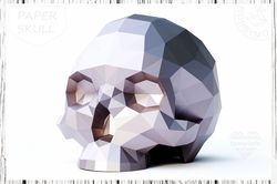 DIY Paper Polygonal Skull, 3D Papercraft template (2 sizes)