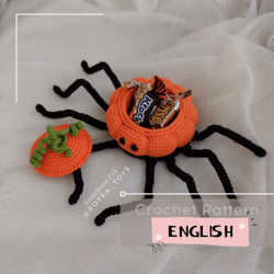 Halloween Tea Spider Crochet Pattern, amigurumi pattern, pumpkin pattern
