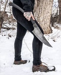 Custom Handmade D2 Steel Blade Matchati Knife Full Tang Hunting | Camping Knife