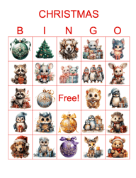 Christmas bingo Animals,christmas bingo printable,christmas bingo game,Christmas Bingo 100 cards,5x5,xmas,