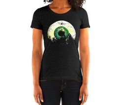 Women's Luna Vista Charcoal-Black Vintage Style Graphic T Shirt - Tri-Blend T-Shirt | Bella  Canvas | Science Fiction/Mo