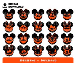 Bundle Layered Svg, Halloween Svg, Halloween Mickey Face Svg, Mickey Svg, Digital Download, Clipart, PNG, SVG, Cricut