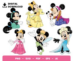 Bundle Layered Svg, Halloween Svg, Halloween Princess Minnie, Minnie Svg, Digital Download, Clipart, PNG, SVG, Cricut