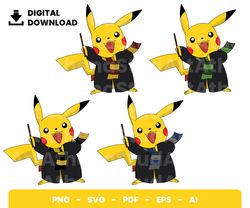 Bundle Layered Svg, Halloween Svg, Wizard Pikachu Svg, Pokemon Halloween Svg, DigitalDownload, Clipart, PNG, SVG, Cricut