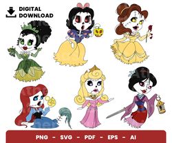 Bundle Layered Svg, Halloween Svg, Halloween Princess Svg, Princess Svg, Digital Download, Clipart, PNG, SVG, Cricut