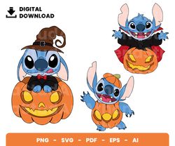 Bundle Layered Svg, Halloween Svg, Stitch Halloween Pumpkin Svg, Stitch Svg, Digital Download, Clipart, PNG, SVG, Cricut