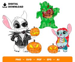 Bundle Layered Svg, Halloween Svg, Stitch Jack Svg, Stitch Svg, Digital Download, Clipart, PNG, SVG, Cricut