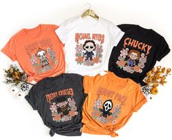 Horror Movies floral Shirt,   Vintage Horror Halloween Sweatshirt, Scream Ghostface, Michael Myers, Freddy Kruger IT Jas