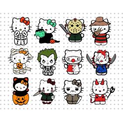 Bundle Halloween Kawaii Kitty SVG, Halloween Svg, Cute Cat Svg, Villains Kitty Svg, Collection Kawaii Kitty, Halloween P