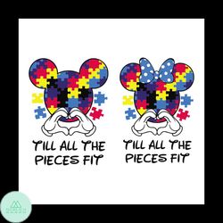 Till All The Pieces, Fit Mickey, Minnie bundle svg, Mickey autism svg, Minnie autism svg