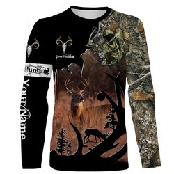 deer hunting camo bow hunter grim reaper custom name 3d all over print shirts, personalized deer hunters gifts ttv05