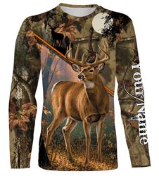 deer hunting camo custom name 3d all over print shirts, personalized deer hunters gifts ttn02