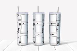 Grey Woof Paw Png, 20 oz Skinny Tumbler Sublimation Design, Straight & Tapered Tumbler Wrap, Instant Digital Download