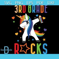 3rd grade rock svg, 100th Days svg, back to school svg, unicorn svg, students svg, school svg, teachers svg, unicorn dab