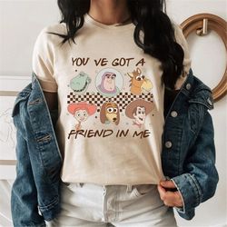 Retro Vintage Toy Story Shirt, Retro Checkered Disney Shirt, Disneyland Shirt, You've Got A Friend In Me Shirt, Kid Yout