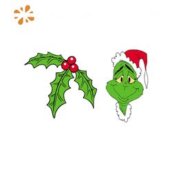 Grinch and christmas leaf svg, christmas svg, christmas leaf svg, grinch svg, grinchmas svg, grinchy green svg, funny gr
